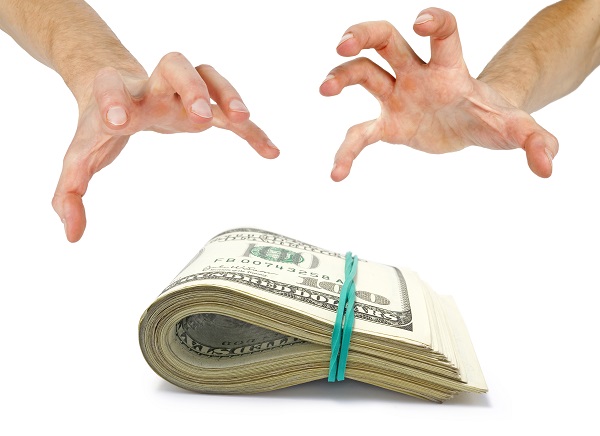EMC photo of two hands reaching for a wad of cash