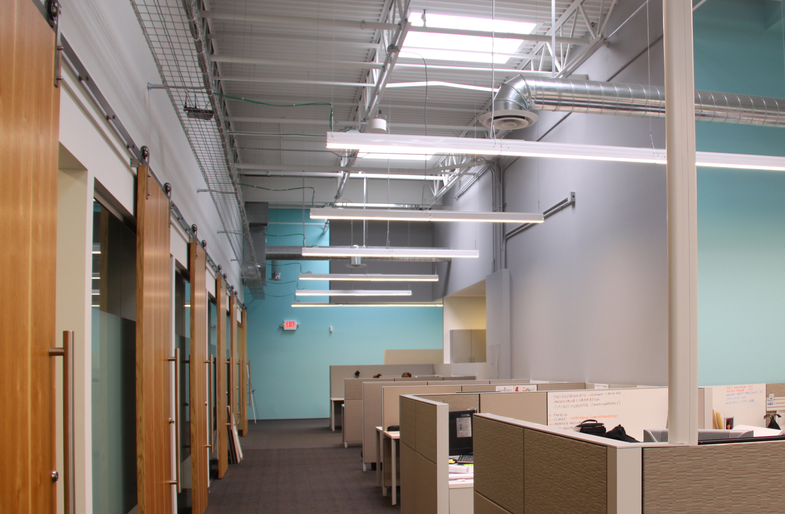 EMC office with desks and LED lighting in Plymouth, Minnesota